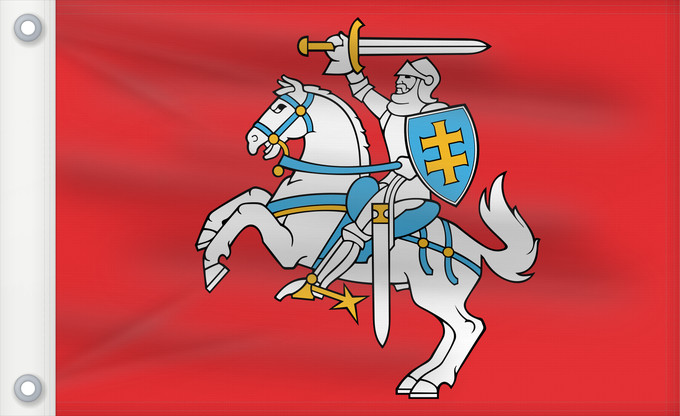 Drapeau, avec deux œillets métalliques et guindant renforcé : Lithuania	Lituanie	Lituania	Litauen	Lituana	Litouwen	Lituânia	Litwy	Litevská vlajka	Litauens	Litovio	Leedu lipp	Liettuan	Liotuáine	Litve	Litvánia	Lietuvas	Tal-Litwanja	Lituaniei	Litvy