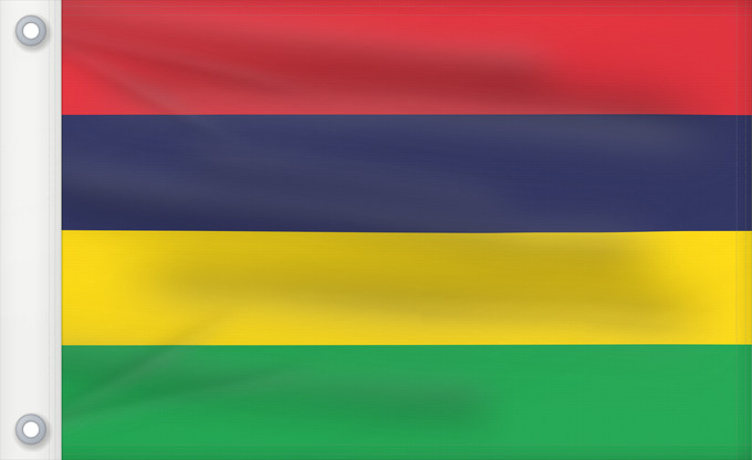 Bandera, con dos ojales metálicos y lado del asta reforzado: Mauritius Maurice Mauricio মরিশাসের জাতীয় পতাকা। Прапор Маврикію
