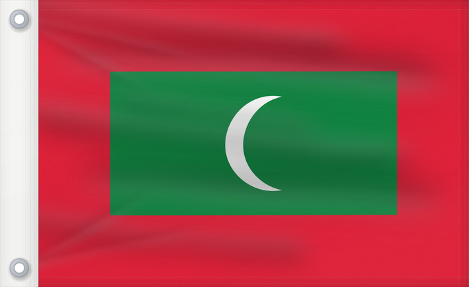 Drapeau, avec deux œillets métalliques et guindant renforcé : Maldives Maldivas Malediven Maldive Maldiven Das Maldivas ދިވެހިރާއްޖޭގެ ދިދަ La Maldivoj Флаг Мальдив Maldivov Maldivernas ธงชาติ ประเทศมัลดีฟ