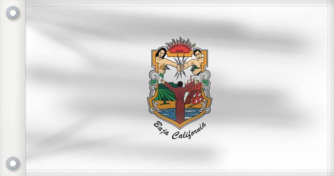 Bandera, con dos ojales metálicos y lado del asta reforzado: Baja California	De facto flag of Baja California	Basse-Californie	Baja California 	Īpān Tlani California