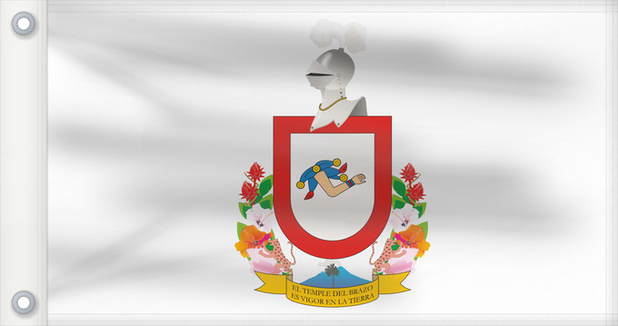 Bandera, con dos ojales metálicos y lado del asta reforzado: Colima