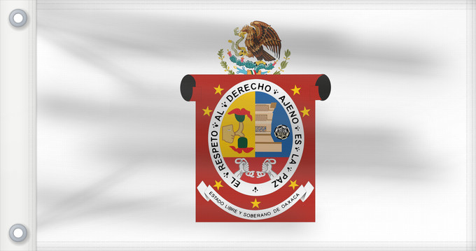 Bandera, con dos ojales metálicos y lado del asta reforzado: Oaxaca	State flag of Oaxaca	Oaxaca 