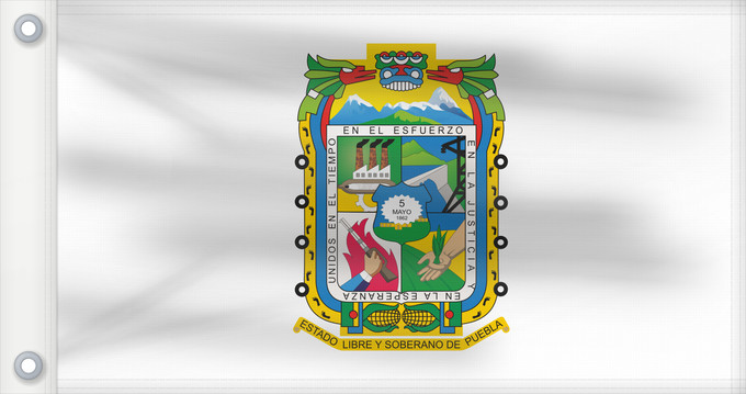 Flagge, mit zwei Metallösen und verstärktem Besatzband: Puebla