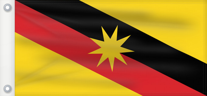 Flagge, mit zwei Metallösen und verstärktem Besatzband: Sarawak	Malaysian state of Sarawak	Sarawak 