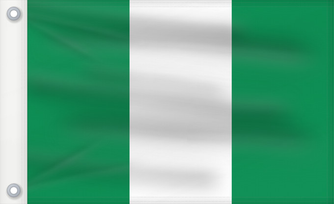 Bandera, con dos ojales metálicos y lado del asta reforzado: Nigeria Nigéria علم نيجيريا Niĝerio Okoloto nke Naigeria Nijeri Nigerije Државна застава Нигерије Àsìá ilẹ́ Naijiria