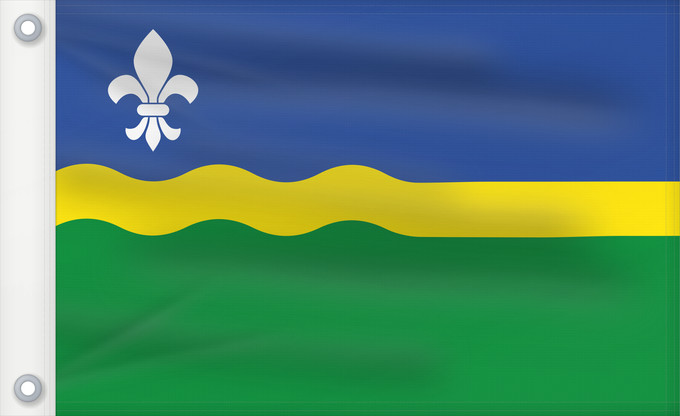 Bandera, con dos ojales metálicos y lado del asta reforzado: Flevoland	Flevoland 	Flevolanda	Fan Flevolân	Vlage van Flevolaand	Vlagge van Flevoland