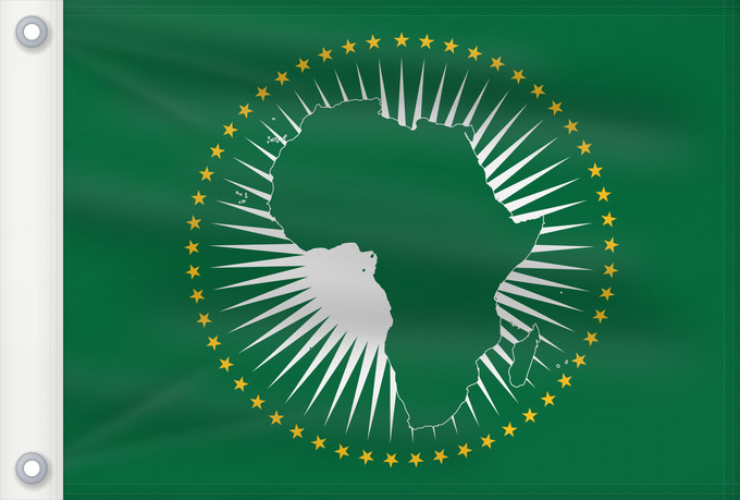 Bandera, con dos ojales metálicos y lado del asta reforzado: African Union