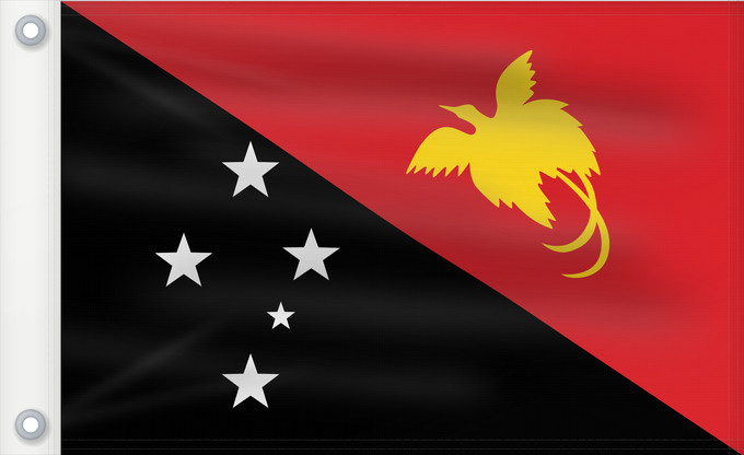Bandera, con dos ojales metálicos y lado del asta reforzado: Papua New Guinea	Papua New GuineaColours Pantone 186 C for red and 116 C for yellow	Papouasie-Nouvelle-Guinée	Papúa Nueva Guinea	Papua-Neuguineas	Papua Nuova Guinea	Papoea-Nieuw-Guinea	Papua-Nova Guiné	Papui-Nowej Gwinei	علم بابوا غينيا الجديدة	পাপুয়া নি