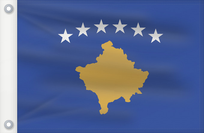 Drapeau, avec deux œillets métalliques et guindant renforcé : Kosovo	Национално знаме на Косово	Kosova	Kosovon	Koszovó	コソボの国旗	Знаме на Косово	Styago Kosovo	Kosovar	Флаг Косова	I Kosovës	Застава Косова / Zastava Kosova	Прапор Косова	​科索沃国旗