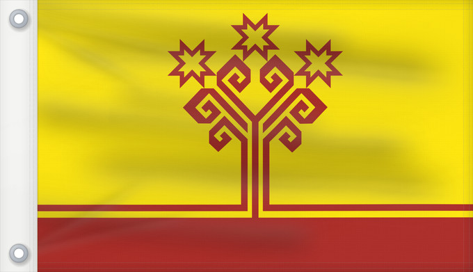 Drapeau, avec deux œillets métalliques et guindant renforcé : Chuvashia Chuvash Republic Chuvash Republik Chuvash Чӑваш Республикин ялавĕ Флаг Чувашской Республики Парчами Ҷумҳурии Чуваш