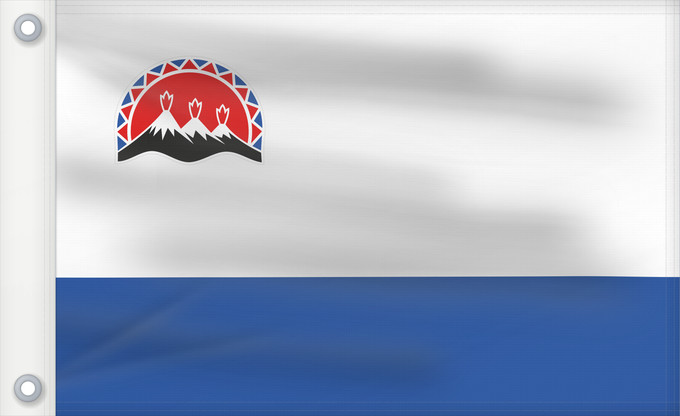 Drapeau, avec deux œillets métalliques et guindant renforcé : Kamchatka Krai	Kraï du Kamtchatka 	Krai de Kamchatka	Russischen Region Kamtschatka	Флаг Камчатского края