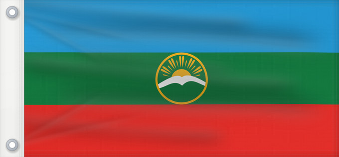 Drapeau, avec deux œillets métalliques et guindant renforcé : Karachay-Cherkessia	Karachay-Cherkess Republic	 Karatchaïévo-Tcherkessie	Karatschai-Tscherkessien	Karachay-Circassia