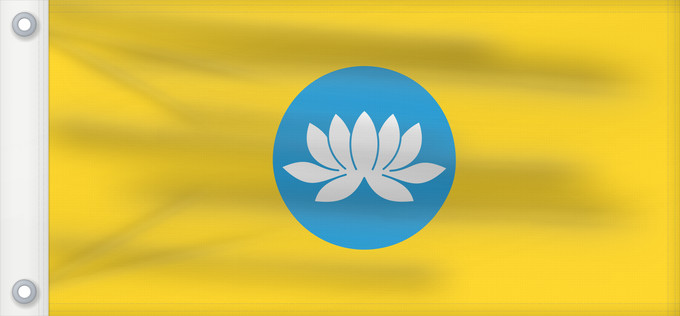 Drapeau, avec deux œillets métalliques et guindant renforcé : Kalmykia	Kalmoukie	República de Kalmukia 	Kalmückien	Флаг Республики Калмыкия	Туг Хальмг Таңһч