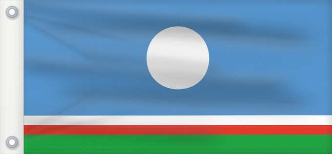Drapeau, avec deux œillets métalliques et guindant renforcé : Sakha	Sakha (Yakutia) Republic	Sakha (Yakoutie)	República de Sajá (redirige desde Yakutia)	Sakha (Yakutia)	Флаг Саха	Прапор Саха