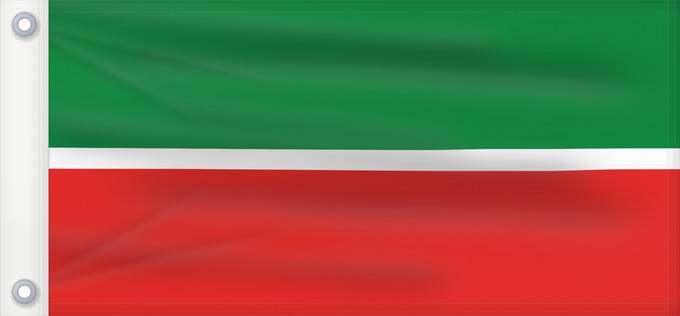 Drapeau, avec deux œillets métalliques et guindant renforcé : Tatarstan	Republic of Tatarstan	Tatarstan ou République du Tatarstan	Tartaristán	Государственный флаг Республики Татарстан	Татарстан Республикасының Дәүләт флагы	Прапор Республіки Татарстан РФ