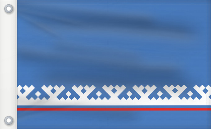 Drapeau, avec deux œillets métalliques et guindant renforcé : Yamal-Nenets Autonomous District Yamalo-Nenets Autonomous Okrug Iamalie ou district autonome de Iamalo-Nénétsie distrito autónomo de Yamalo-Nenets Autonome Kreis der Jamal-Nenzen Jamalo-Neneca aŭtonoma distrikto Ямало-Ненецкий автономный округ