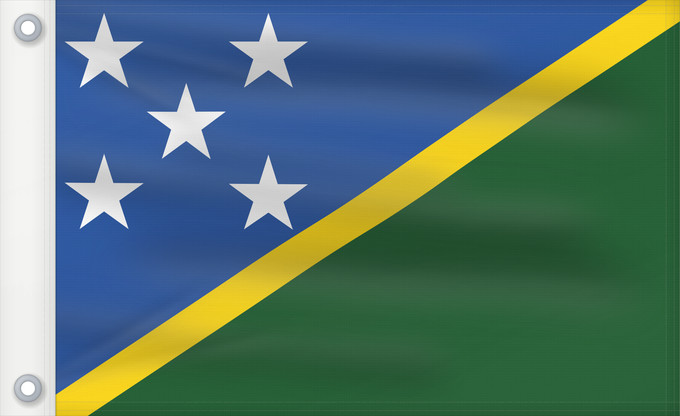 Drapeau, avec deux œillets métalliques et guindant renforcé : Solomon Islands îles Salomon Islas Salomón Salomonen Isole Salomone Salomonseilanden Ynysoedd Solomon Oileán Sholamón Brattagh ny h-Ellanyn Holomon Ynysow Salamon The Solomon Islands Salomonovih otokih