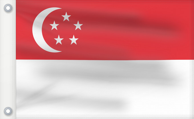 Bandera, con dos ojales metálicos y lado del asta reforzado: Singapore Singapour Singapur Singapuru علم سنغافورة Singapuro Singapura Флаг Сингапура Singapurja சிங்கப்பூரி்ன் கொடி 新加坡国旗