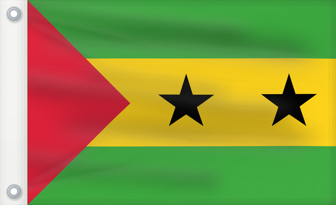 Drapeau, avec deux œillets métalliques et guindant renforcé : Sao Tome and Principe Sao Tomé-et-Principe Santo Tomé y Príncipe São Tomé und Príncipe Sao Tome e Principe