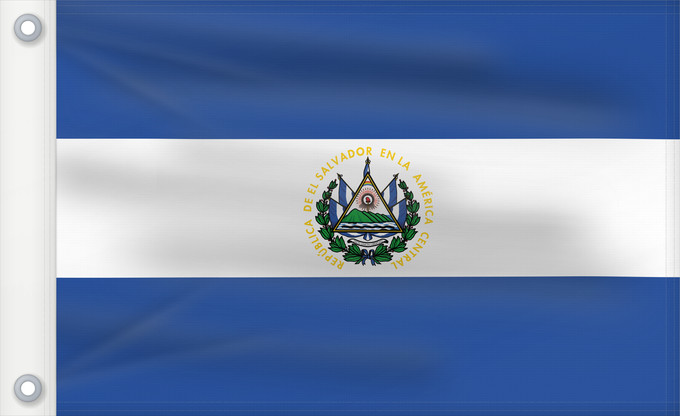 Drapeau, avec deux œillets métalliques et guindant renforcé : El Salvador	Salvador	El Salvadors	علم السلفادور	Salvadoro	El Salvadorin	Флаг Сальвадора