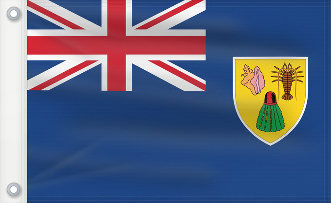 Bandera, con dos ojales metálicos y lado del asta reforzado: Turks and Caicos Islands	Turques et caiques !Îles Turques-et-Caïques	Islas Turcas y Caicos	Turks- und Caicosinseln	Turks e Caicos	Ynysoedd Turks a Caicos	DTurcach agus Caicos	Turks ha Kaykos	Флаг Тёркса и Кайкоса