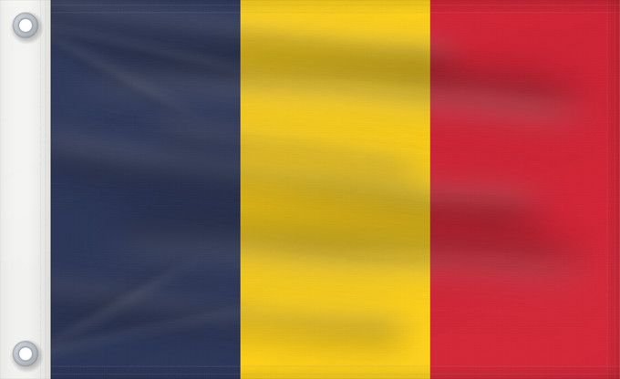 Flag, with two metal eyelets and reinforced hoist: Chad	National du Tchad	Chad. Proporción 2 3	Tschad	Ciad	Tsjaad	علم تشاد	Ĉado	Ciadului	Čada	Tchads