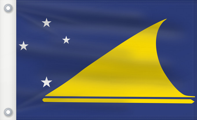 Bandera, con dos ojales metálicos y lado del asta reforzado: Tokelau	Tokelau since May 2008	Tokelau que fuera adoptada en mayo de 2008 por el parlamento local de este territorio dependiente de Nueva Zelanda	Pīwari o Tokelau