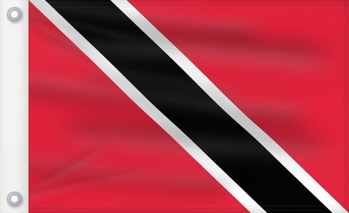 Bandera, con dos ojales metálicos y lado del asta reforzado: Trinidad and Tobago	Trinité-et-Tobago	Trinidad y Tobago	Trinidad und Tobago	Trinidad e Tobago	Trinidad en Tobago	Trindade e Tobago	Trynidadu i Tobago	Trinidad a Tobago	Trinidad og Tobagos	Trinidado kaj Tobago	Trinidadi ja Tobago lipp	Tríonóide agus Tobága