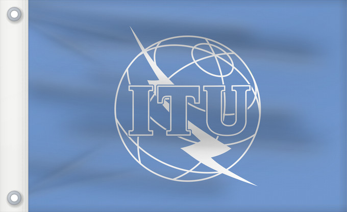 Flag, with two metal eyelets and reinforced hoist: ITU