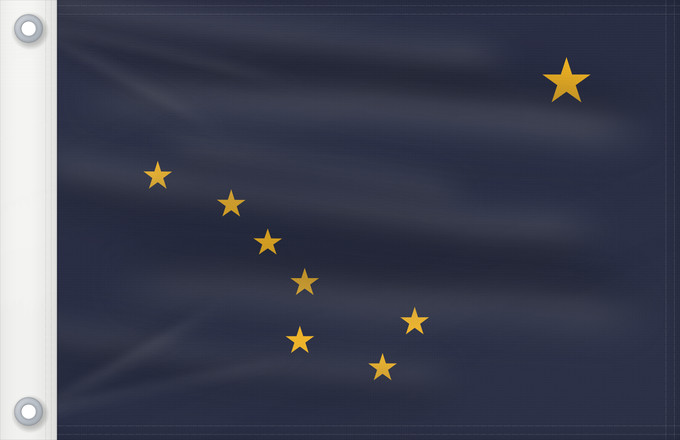 Bandera, con dos ojales metálicos y lado del asta reforzado: Alaska	L Alaska	Alaska 	Dell Alaska	Banniel Alaska	ᎡᏩᏐᎾ ᎦᏓᏘ	Alasko	De l Alaska	Ka hae ‘Ālaka	דגל אלסקה	De Alaska	Alaskam takuyaŋa	Standardo di Alaska	Alascae	Hakʼaz Dineʼé Bikéyah Hahoodzo bidah naatʼaʼí	Флаг Аляски	Američke savezne države Aljaske	Прапор 