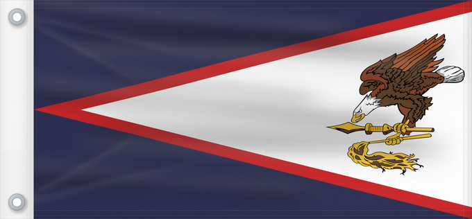 Bandera, con dos ojales metálicos y lado del asta reforzado: American Samoa