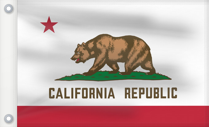Flag, with two metal eyelets and reinforced hoist: California Californie Kalifornien Californië ᎠᏕᎳᏧᏢᎢ ᎦᏓᏘ Ka hae Kaleponi דגל מדינת קליפורניה Californiae Ahééháshį́į́h Hahoodzo bidah naatʼaʼí Флаг Калифорнии Američke savezne države Kalifornije ⴰⵙⴻⵏⵢⴰⵍ ⵏ ⴽⴰⵍⵉⴼⵓⵕⵏⵢⴰ