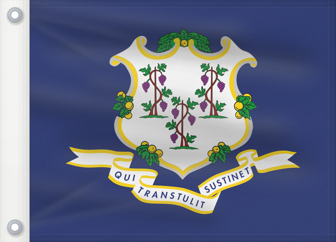 Flag, with two metal eyelets and reinforced hoist: Connecticut	ᎧᏁᏓᎦᏗ ᎦᏓᏘ	Ka hae Konekikuka	Connecticutae	Kanédiki  hahoodzo bidah naatʼaʼí	Флаг Коннектикута	Američke savezne države Konektikat