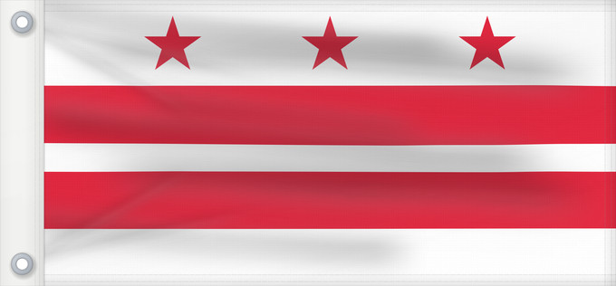 Flag, with two metal eyelets and reinforced hoist: Washington, D.C	District of Columbia	District de Columbia	Distrito de Columbia	Districts of Columbia	Distretto di Columbia	Distrito de Colúmbia	Флаг округа Колумбия