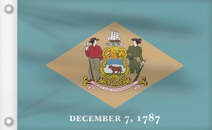 Bandera, con dos ojales metálicos y lado del asta reforzado: Delaware	ᏕᎳᏪᎢ ᎦᏓᏘ	Ka hae Kelawea	Delevariae	Vlagge van Delaware	Déláwee Hahoodzo bidah naatʼaʼí	Флаг Делавэра	Američke savezne države Delaver	Delawares