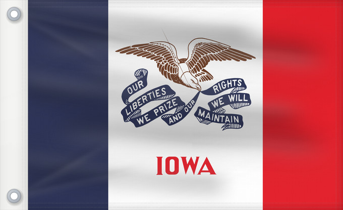 Bandiera, con due occhielli metallici e lato dell'asta rinforzato: Iowa