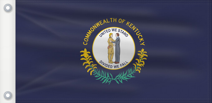 Flagge, mit zwei Metallösen und verstärktem Besatzband: Kentucky	ᎬᏅᏓᎩ ᎦᏓᏘ	Ka hae Kenekuke	Kentukiae	Kentákii Hahoodzo bidah naatʼaʼí	Флаг Кентукки	Američke savezne države Kentucky