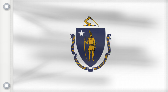 Flagge, mit zwei Metallösen und verstärktem Besatzband: Massachusetts	ᎺᏌᏧᏎᏗ ᎦᏓᏘ	Ka hae Makakukeka	Massachusettæ	Méésíchóoshish Hahoodzo bidah naatʼaʼí	Amerikaanischen Bunneschteet Massachusetts	Флаг Массачусетса	Američke savezne države Massachusetts