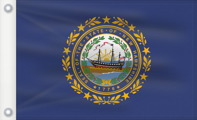 Drapeau, avec deux œillets métalliques et guindant renforcé : New Hampshire New Hampshire Nuevo Hampshire ᎠᏤ ᎭᎻᏒ ᎦᏓᏘ Ka hae Nū Hamekia Novae Hantoniae Niihémpshoo Hahoodzo bidah naatʼaʼí Флаг Нью-Гэмпшира Američke savezne države New Hampshire