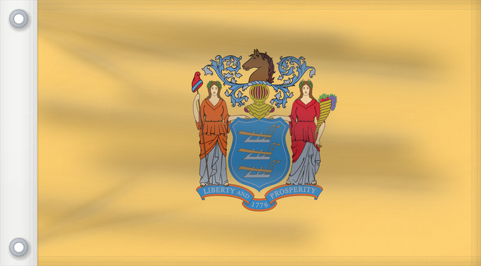 Bandera, con dos ojales metálicos y lado del asta reforzado: New Jersey 'État du New Jersey Nueva Jersey
