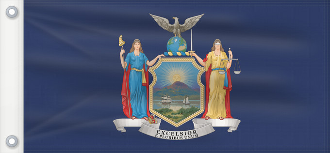 Drapeau, avec deux œillets métalliques et guindant renforcé : New York	State of New York	Nueva York	New Yorks	Nova Iorque	ᏄᏯᎩ ᎦᏓᏘ	De New York	Ka hae Nuioka	ニューヨーク州の旗	뉴욕주의 기	Novi Eboraci	Vlagge van Njej York	Nííyóó Hahoodzo bidah naatʼaʼí	Nei York	Statului New York, SUA	Флаг Нью-Йорка	Američke savezne države New York