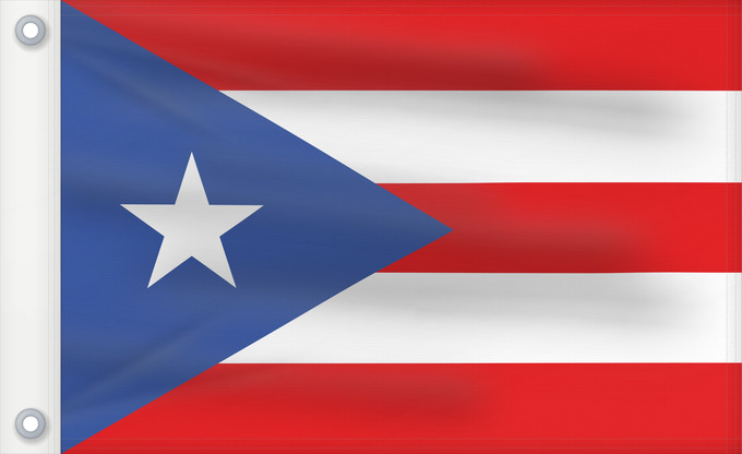 Bandera, con dos ojales metálicos y lado del asta reforzado: Puerto Rico