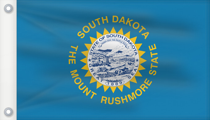 Bandera, con dos ojales metálicos y lado del asta reforzado: South Dakota Dakota du Sud Dakota del Sur Dakota del Sud ᏧᎦᎾᏮ ᏓᎧᏓ ᎦᏓᏘ Ka hae Kakoka Hema Dacota Meridionalis Shádiʼááhjí Dikóodah Hahoodzo bidah naatʼaʼí Флаг Южной Дакоты Američke savezne države Južne Dakote Прапор Південної Дакоти