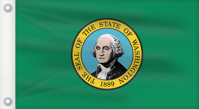 Flagge, mit zwei Metallösen und verstärktem Besatzband: Washington	ᏩᏏᏓᏂ ᎦᏓᏘ	Ka hae Wakinekona	Vasingtoniae	Wááshindoon Hahoodzo bidáh naat á i	Флаг Вашингтона	Američke savezne države Vašington
