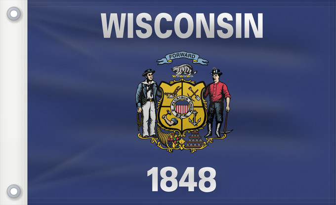 Flag, with two metal eyelets and reinforced hoist: Wisconsin