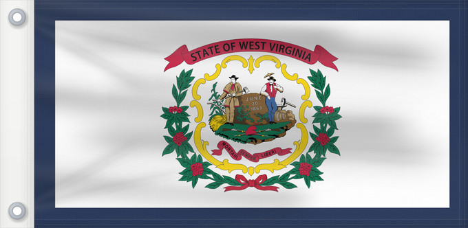 Flag, with two metal eyelets and reinforced hoist: West Virginia	Virginie-Occidentale	Virginia Occidental	Virginia Occidentale	ᏫᏍᎧᏂᏏᏂ ᎦᏓᏘ	Wilikinia Komohana	Virginia Occidentalis	Eʼeʼaahjí Bijiniyah Hahoodzo bidah naatʼaʼí	Wescht Wirschini	Флаг Западной Виргинии	Застава Западне Вирџиније