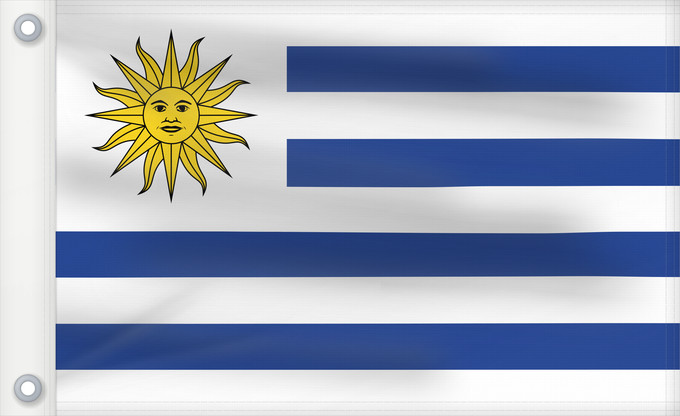 Drapeau, avec deux œillets métalliques et guindant renforcé : Uruguay	L Uruguay	Dell Uruguay	Uruguai	Urugwaju	D Uruguai	علم أوروغواي	D Uruguay	Uruwayi wiphala	L Uruguai	Urugvajo	Uruguaiko bandera	E Uruguai	Poyvi Uruguái	Irigwe	ウルグアイの国旗	Pāmitl Uruguay	Uruwayi unanchan	Флаг Уругвая	Urugvaja	Uruguays