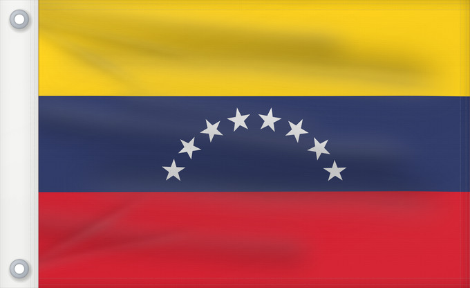 Bandera, con dos ojales metálicos y lado del asta reforzado: Venezuela	Civil du Venezuela	Venezuela - bandera Civil y de la Marina Mercante de Venezuela	Benezuela	Winïxwila wiphala	Veneçuela	Venezuelská vlajka	Venezuelo	Venezuelako bandera	Poyvi Venesuéla	Winisuyla unanchan	Флаг Венесуэлы	Venezuele	Türkçe Venezuela