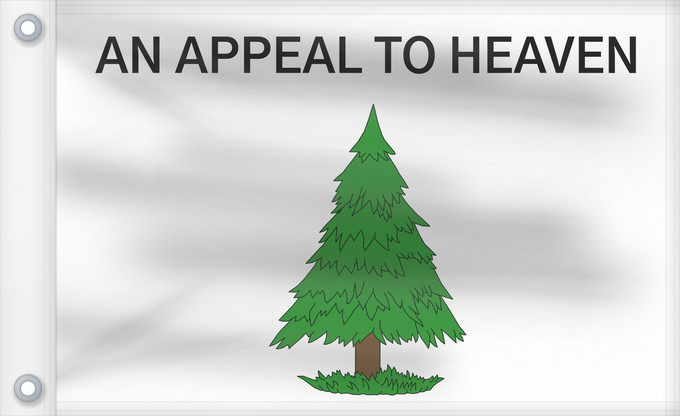 Flagge, mit zwei Metallösen und verstärktem Besatzband: An Appeal to Heaven	An Appeal to Heaven Flag  also called the Pine Tree Flag