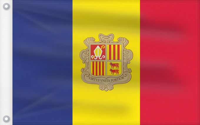 Flag, with two metal eyelets and reinforced hoist: Andorra civil Andorra - civil version Andorre Andorra